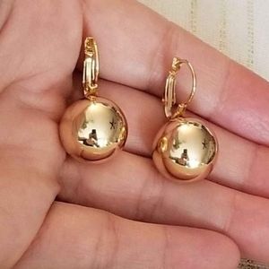 New 18K Gold Plated Hoop Drop Ball Earrings for Women